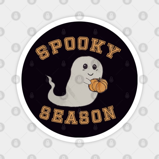 Spooky season cute ghost and pumpkin Magnet by BoogieCreates